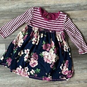 Pink Vanilla dress size 2 new floral striped sweet balletcore dress